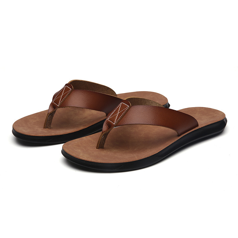 Men Shoes Everyday - 38-47 New Italian Leather Flip-flops for